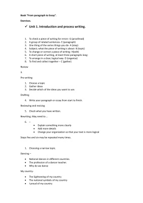 Exercise keys/answers. Book From paragraph to Essay UNIT 1-3