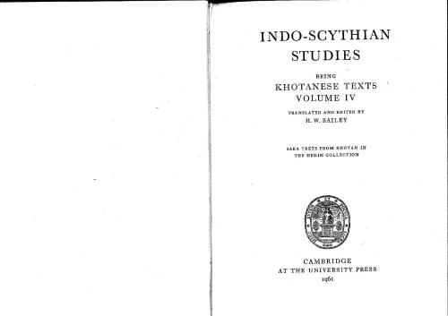 Khotanese Texts, Volume IV