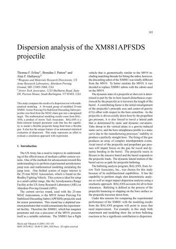 Dispersion analysis of the XM881APFSDS projectile