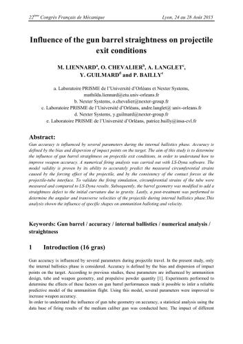 Influence of the gun barrel straightness on projectile exit conditions