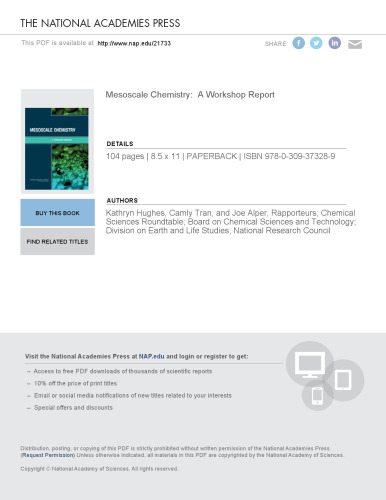 Mesoscale Chemistry: A Workshop Summary