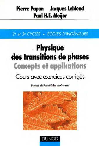 Physique des transitions de phases. Cours avec exercises corrigees