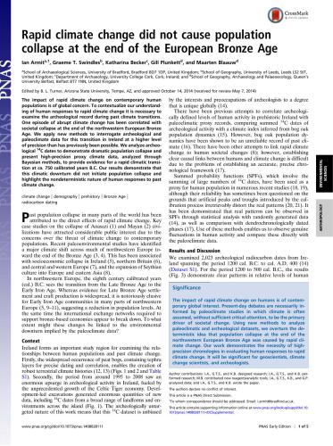 Rapid Climate Change Did Not Cause Population Collapse at the End of the European Bronze Age