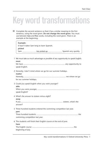 Key word transformations 100 examples with Keys