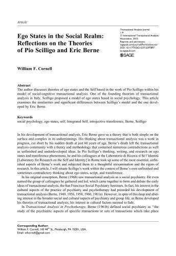 Ego States in the Social Realm: Reflections on the Theories of Pio Scilligo and Eric Berne