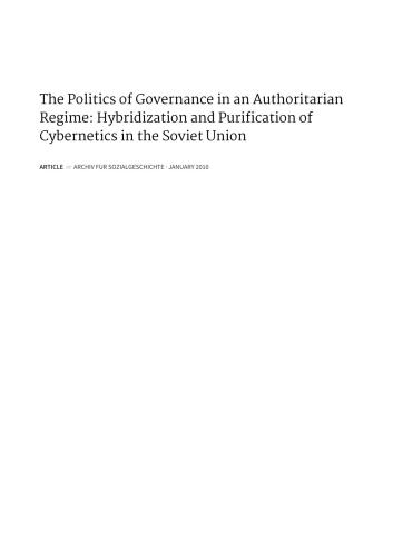 The Politics of Scientific Governance in an Authoritarian Regime: Purification and Hybridisation of Soviet Cybernetics