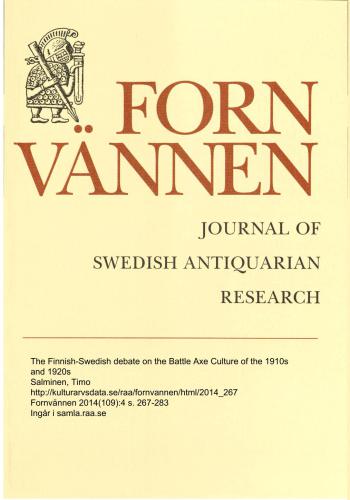 The Finnish-Swedish debate on the Battle Axe Culture in the 1910s and 1920s