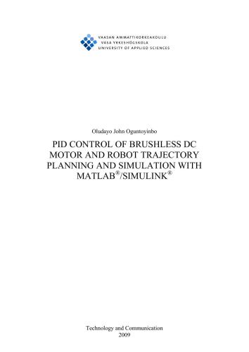 PID Control of brushless DC motor and robot trajectory planning and simulation with Matlab Simulink