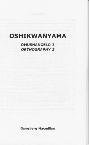 Omushangelo 3: Oshikwanyama Orthography 3