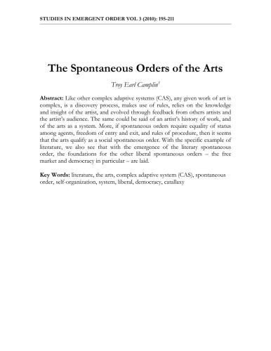 The Spontaneous Orders of the Arts