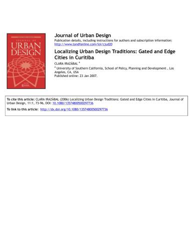 Localizing Urban Design Traditions: Gated and Edge Cities in Curitiba