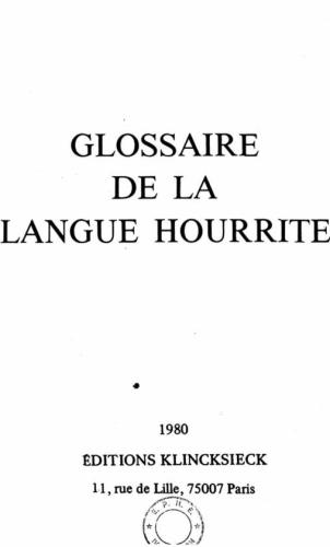 Glossaire de la langue hourrite