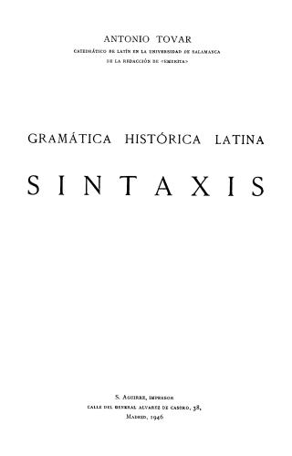 Gramática histórica latina: sintaxis