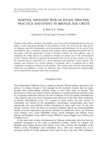 Martial Minoans: War as social process, practice and event in Bronze Age Crete