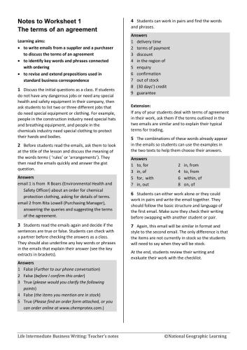 Life - Intermediate B1+ - Business Writing Worksheets