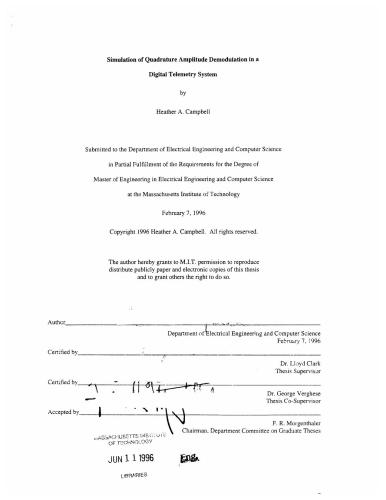 Campbell Simulation of Quadrature Amplitude Demodulation in a Digital Telemetry System