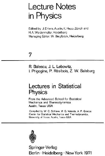 Lectures in Statistical Physics