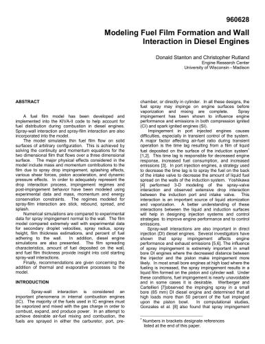 Modeling Fuel Film Formation and Wall Interaction in Diesel Engines