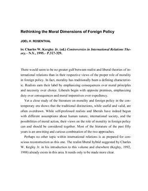 Rethinking the Moral Dimensions of Foreign Policy