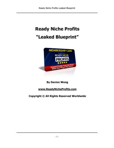 Ready Niche Profits Leaked Blueprint