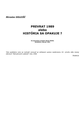 Prevrat 1989 alebo Historia sa opakuje?