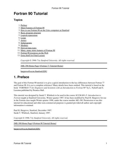 Fortran 90 Tutorial