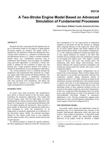 A Two-Stroke Engine Model Based on Advanced Simulation of Fundamental Processes