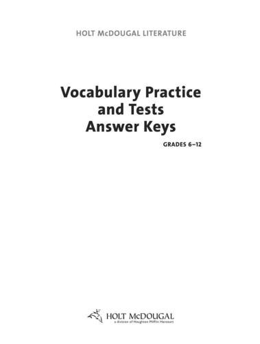 Vocabulary Practice and Tests Grade 9 - SB and Answer Key