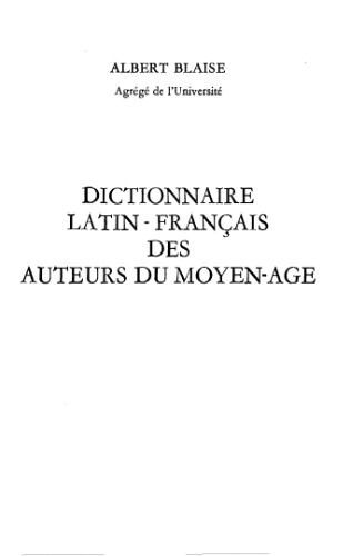 Dictionnarie Latin-francais des auteurs du Moyen-age. Brepols