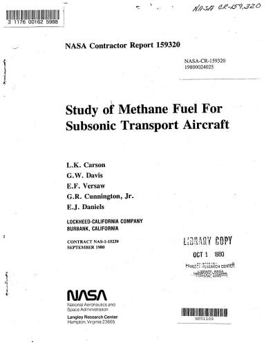 Study of Methane Fuel For Subsonic Transport Aircraft (Проработка применения метана как топлива для дозвуковых самолетов)