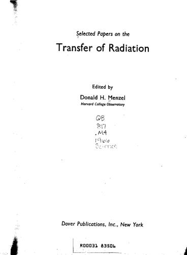 Selected Papers on the Transfer of Radiation