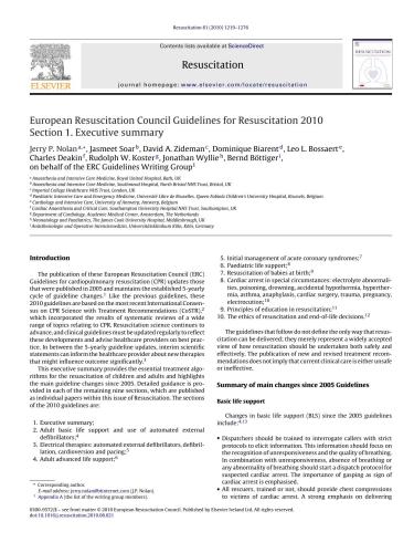 ERC. European Resuscitation Council Guidelines for Resuscitation 2010