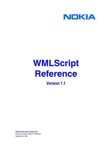 Nokia. WML Script Reference. Version 1.1