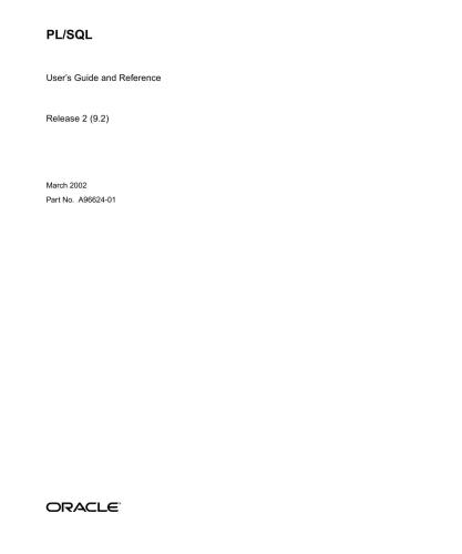 Oracle PL/SQL User’s Guide and Reference