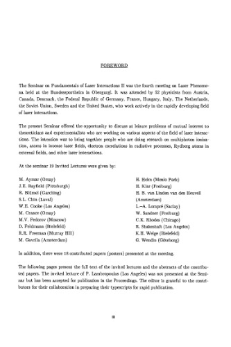 Fundamentals of Laser Interactions II: Proceedings of the Fourth Meeting on Laser Phenomena Held at the Bundessportheim in Obergurgl, Austria 26 February – 4 March 1989