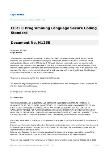 CERT C Programming Language Secure Coding Standard