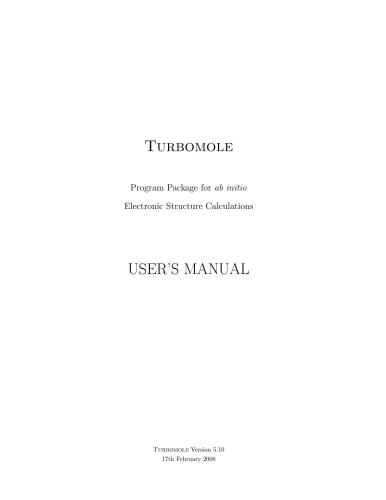 Turbomole User's Manual for ab initio calculations