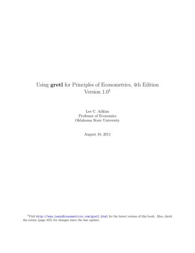 Using gretl for Principles of Econometrics