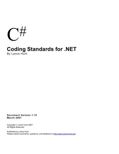 C# Coding Standards for .NET