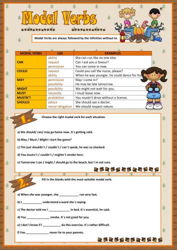 Modal verbs - worksheet