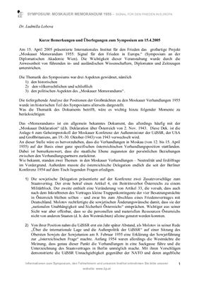 Kurze Bemerkungen und Überlegungen zum Symposium am 15.4.2005