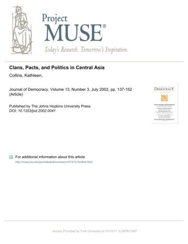 Clans, Pacts, and Politics in Central Asia