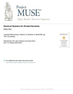 Electoral Systems for Divided Societies