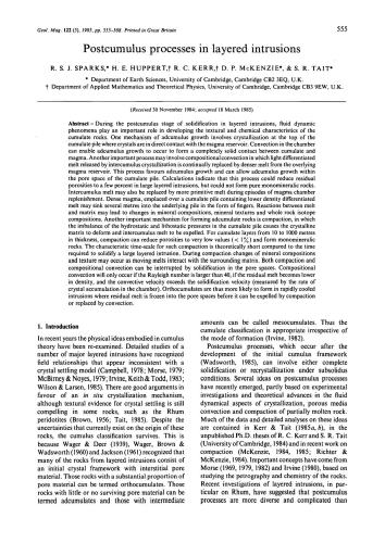 Postcumulus processes in layered intrusions