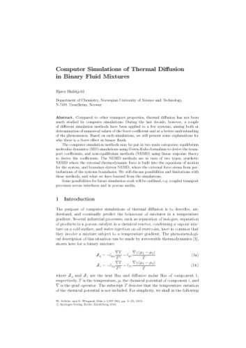 Thermal Nonequilibrium Phenomena in Fluid Mixtures