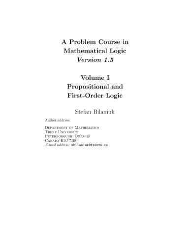 A Problem Course in Mathematical Logic