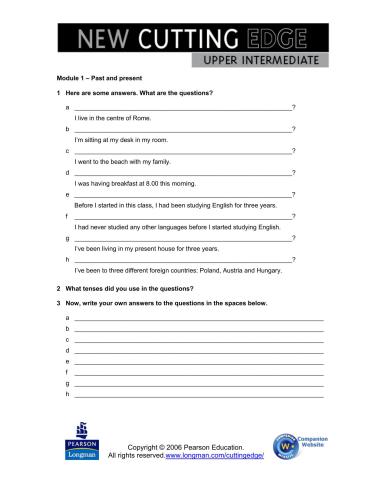 New Cutting Edge Upper Intermediate Worksheet