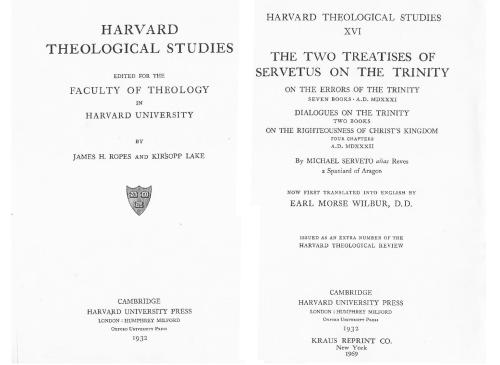 The two treatises of Servetus on the Trinity. Часть 1