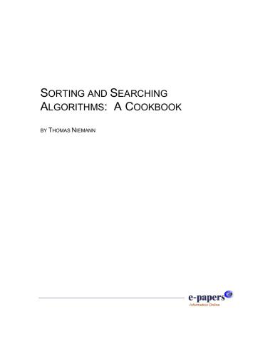 Niemann Thomas, Sorting and Searching algorithms