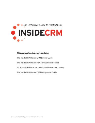 Inside CRM. The Definitive Guide to Hosted CRM